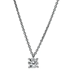 Solitär Collier Kette 585 Gold Weißgold mit Brillant 0,40 Ct. 4er-Krappe L: 42cm