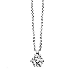 Solitär Collier Kette 750 Gold Weißgold Brillant 0,25 Ct. L: 42cm, S: 0,7mm
