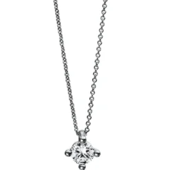 Solitär Collier Kette 750 Gold Weißgold Brillant 0,25 Ct. L: 42cm, Ø5,9mm