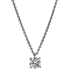 Solitär Collier Kette 585 Gold Weißgold mit Brillant 0,50 Ct. 4er-Krappe L: 42cm