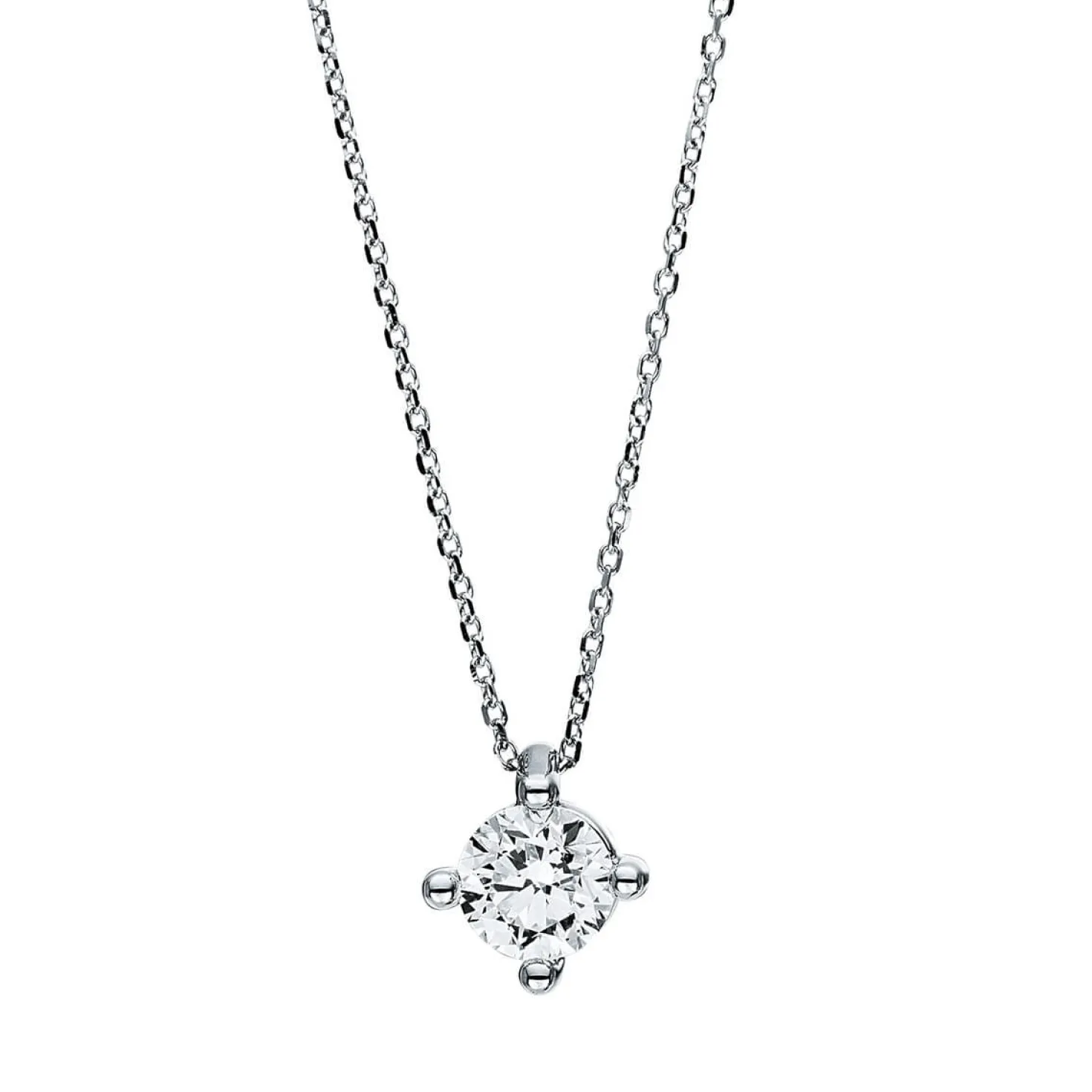 Solitär Collier Kette 585 Gold Weißgold mit Brillant 0,70 Ct. 4er-Krappe L: 42cm