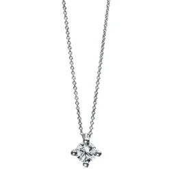 Solitär Collier Kette 585 Gold Weißgold Brillant 0,20 Ct. L: 42cm, S: 0,7mm