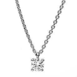 Solitär Collier Kette 750 Gold Weißgold mit Brillant 0,20 Ct. 4er-Krappe L: 42cm