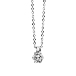 Solitär Collier Kette 585 Gold Weißgold Brillant 0,10 Ct. L: 42cm, S: 0,7mm
