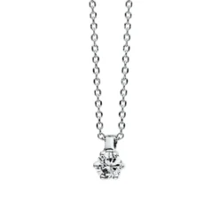 Solitär Collier Kette 750 Gold Weißgold Brillant 0,07 Ct. L: 42cm, S: 0,7mm