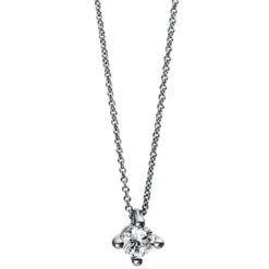 Solitär Collier Kette 750 Gold Weißgold Brillant 0,15 Ct. L: 42cm, Ø5,2mm