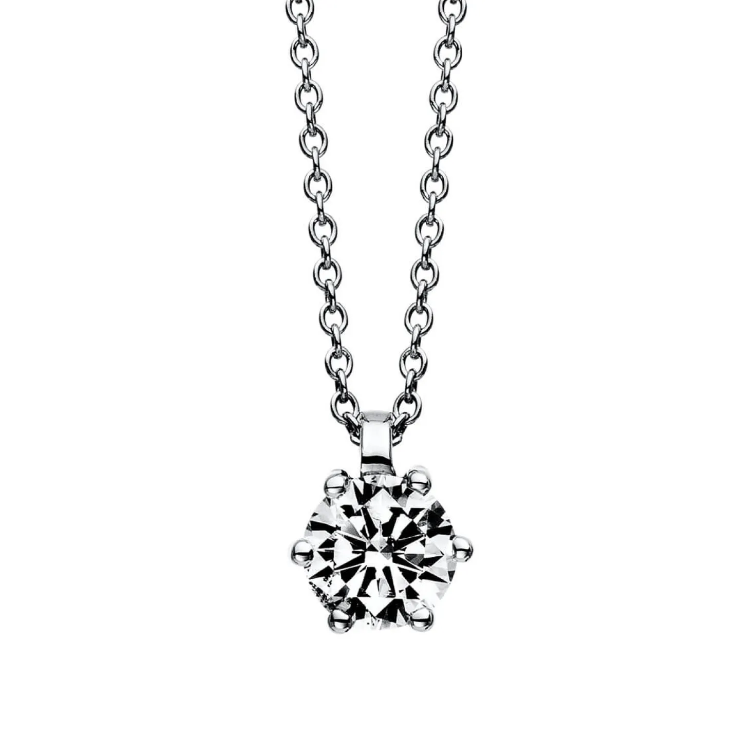 Solitär Collier Kette 750 Gold Weißgold Brillant 0,50 Ct. L: 42cm, S: 0,9mm