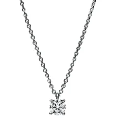 Solitär Collier Kette 585 Gold Weißgold mit Brillant 0,30 Ct. 4er-Krappe L: 42cm
