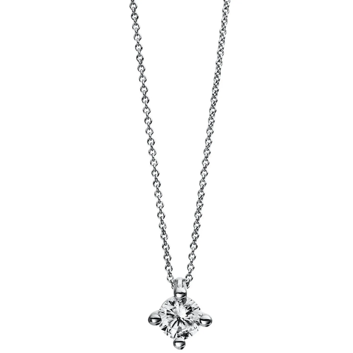 Solitär Collier Kette 950 Platin Brillant 0,20 Ct. 4er-Krappe L: 42cm, S: 0,7mm