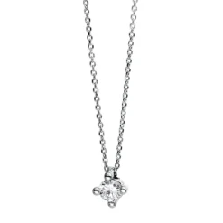 Solitär Collier Kette 950 Platin Brillant 0,10 Ct. 4er-Krappe L: 42cm, Ø3,6mm