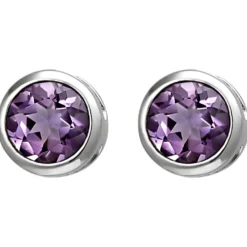 Solitär Ohrstecker aus 925 Silber Amethyst violett lila rund Ohrringe Ohrschmuck