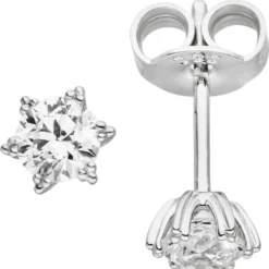 Solitär Ohrstecker mit Zirkonia weiß 333 Gold Weißgold Ohrschmuck Damen