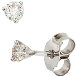 Solitär Ohrstecker Stecker mit Diamanten 0.25Ct TC/P1 3.4mm 585 Gold Weißgold