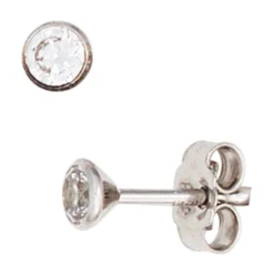 Solitär Ohrstecker Zirkonia weiß 3,4mm rund 333 Gold Weißgold Ohrschmuck
