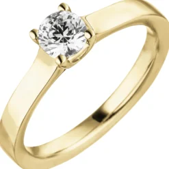 Solitär Ring aus 585 Gold Gelbgold mit Diamant Brillant 0,50 ct. W-SI