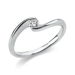 Solitär Ring Damenring aus 750 Gold Weißgold mit Diamant Brillant 0,15 Ct.