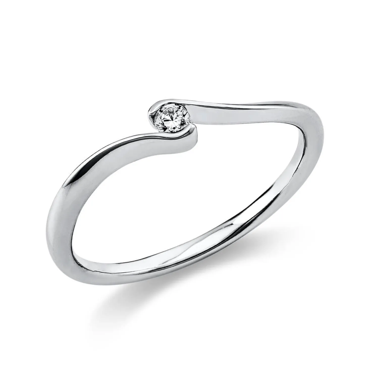 Solitär Ring Damenring aus 585 Gold Weißgold mit Diamant Brillant 0,05 Ct.