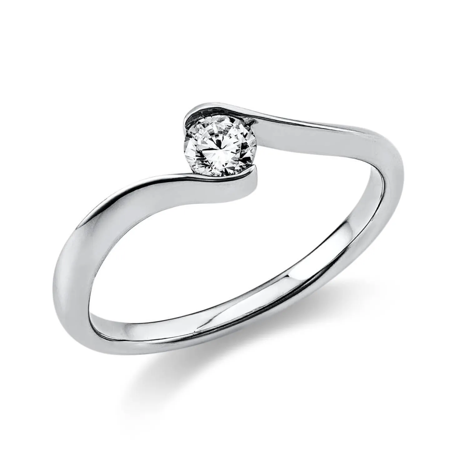 Solitär Ring Damenring aus 750 Gold Weißgold mit Diamant Brillant 0,20 Ct.