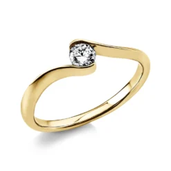 Solitär Ring Damenring aus 750 Gold Gelbgold mit Diamant Brillant 0,20 Ct.