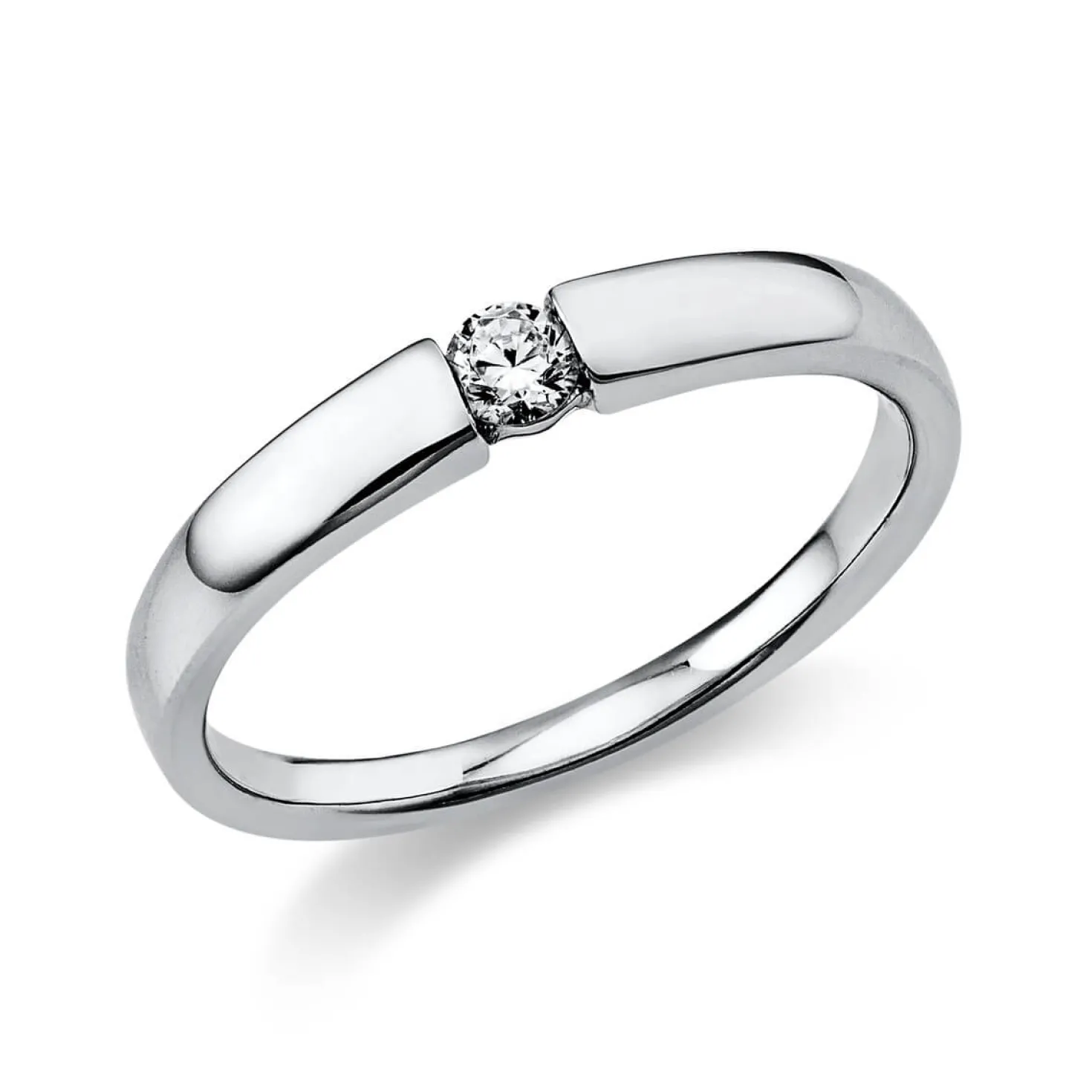 Solitär Ring Damenring aus 585 Gold Weißgold mit Diamant Brillant 0,10 Ct.