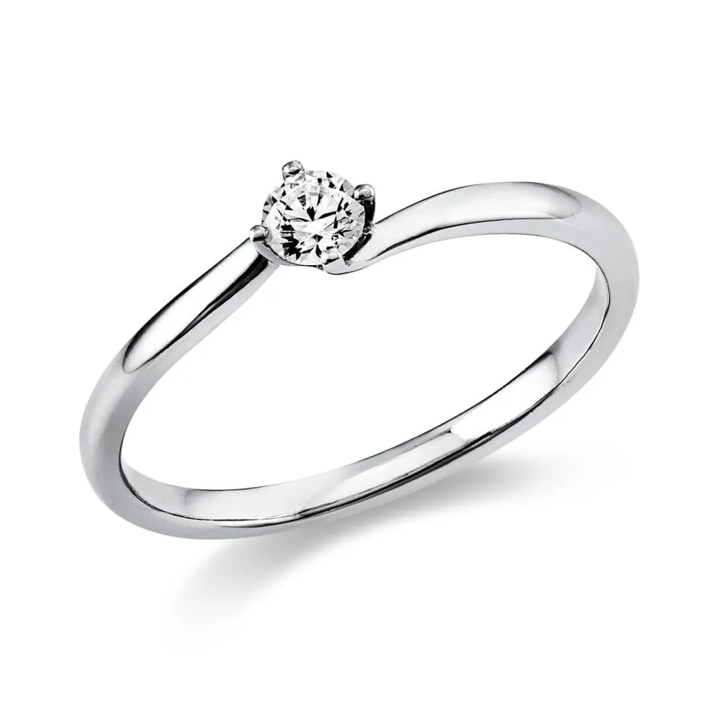 Solitär Ring Damenring aus 750 Gold Weißgold mit Diamant Brillant 0,15 Ct.