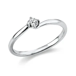 Solitär Ring Damenring aus 585 Gold Weißgold mit Diamant Brillant 0,15 Ct.