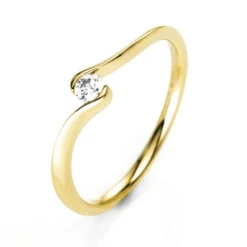 Solitär Ring Damenring aus 750 Gold Gelbgold mit Diamant Brillant 0,10 Ct.