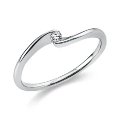 Solitär Ring Damenring aus 750 Gold Weißgold mit Diamant Brillant 0,05 Ct.