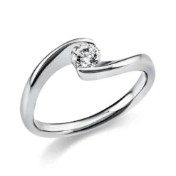 Solitär Ring Damenring aus 585 Gold Weißgold mit Diamant Brillant 0,25 Ct.