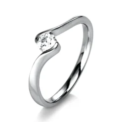 Solitär Ring Damenring aus 750 Gold Weißgold mit Diamant Brillant 0,25 Ct.