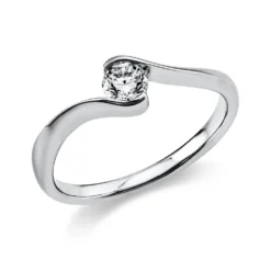 Solitär Ring Damenring aus 585 Gold Weißgold mit Diamant Brillant 0,25 Ct.