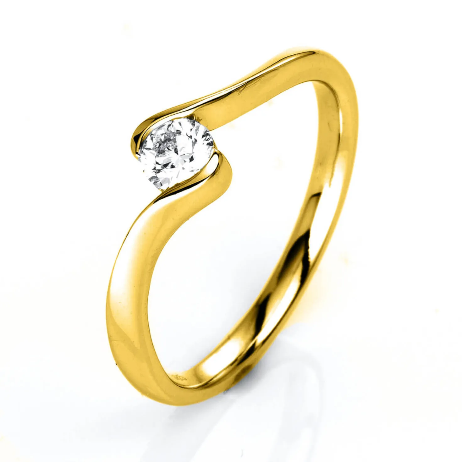 Solitär Ring Damenring aus 585 Gold Gelbgold mit Diamant Brillant 0,25 Ct.