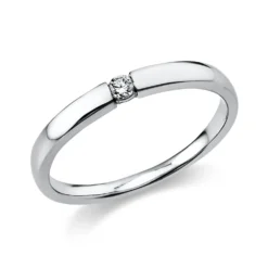 Solitär Ring Damenring aus 585 Gold Weißgold mit Diamant Brillant 0,06 Ct.