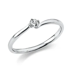 Solitär Ring Damenring aus 950 Platin mit Diamant Brillant 0,10 Ct. 4er-Krappe