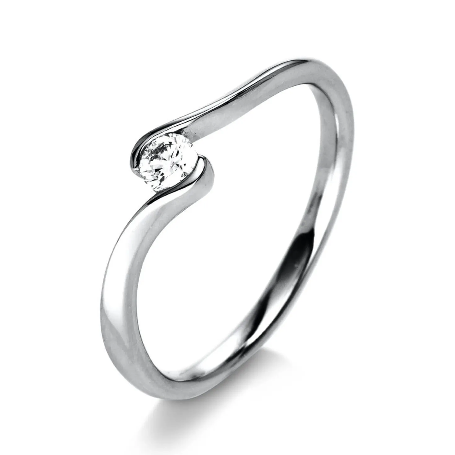 Solitär Ring Damenring aus 950 Platin mit Diamant Brillant 0,15 Ct.
