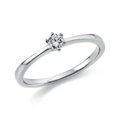 Solitär Ring Damenring aus 950 Platin mit Diamant Brillant 0,15 Ct 6er-Krappe