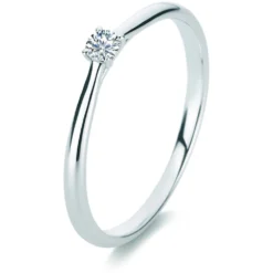 Solitär Ring Damenring aus 950 Platin mit Diamant Brillant 0,10 Ct. 4er-Krappe