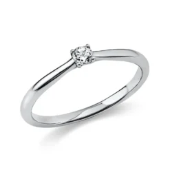Solitär Ring Damenring aus 950 Platin mit Diamant Brillant 0,10 Ct. 4er-Krappe