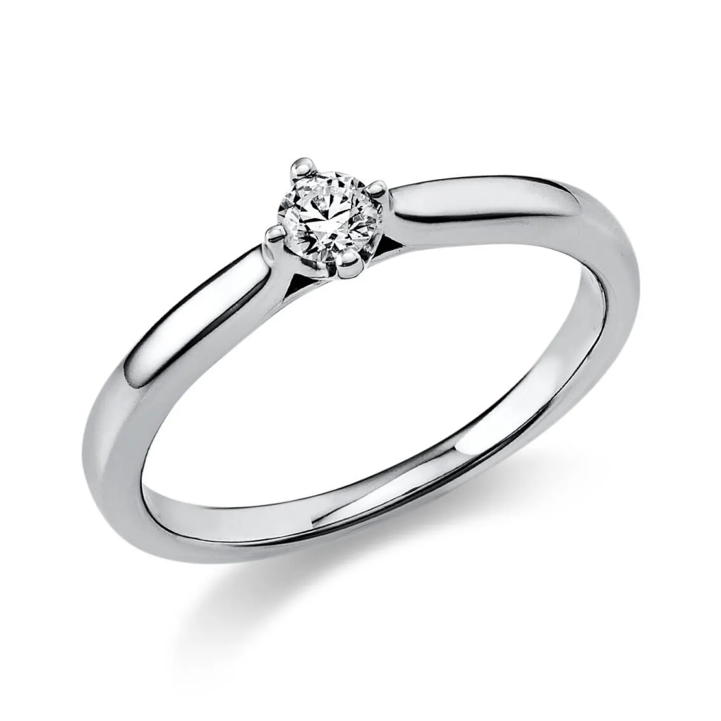 Solitär Ring Damenring aus 950 Platin mit Diamant Brillant 0,15 Ct 4er-Krappe