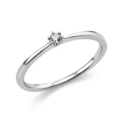 Solitär Ring Damenring aus 950 Platin mit Diamant Brillant 0,05 Ct 6er-Krappe