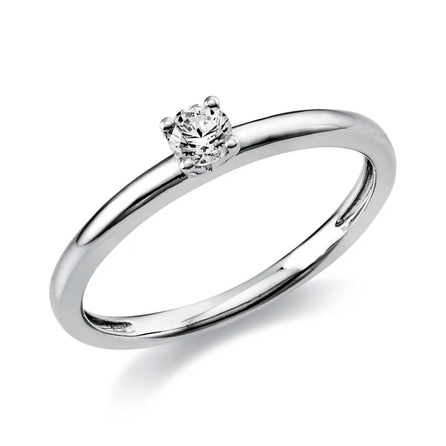 Solitär Ring Damenring aus 950 Platin mit Diamant Brillant 0,15 Ct 4er-Krappe
