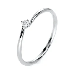 Solitär Ring Damenring aus 950 Platin mit Diamant Brillant 0,05 Ct 4er-Krappe