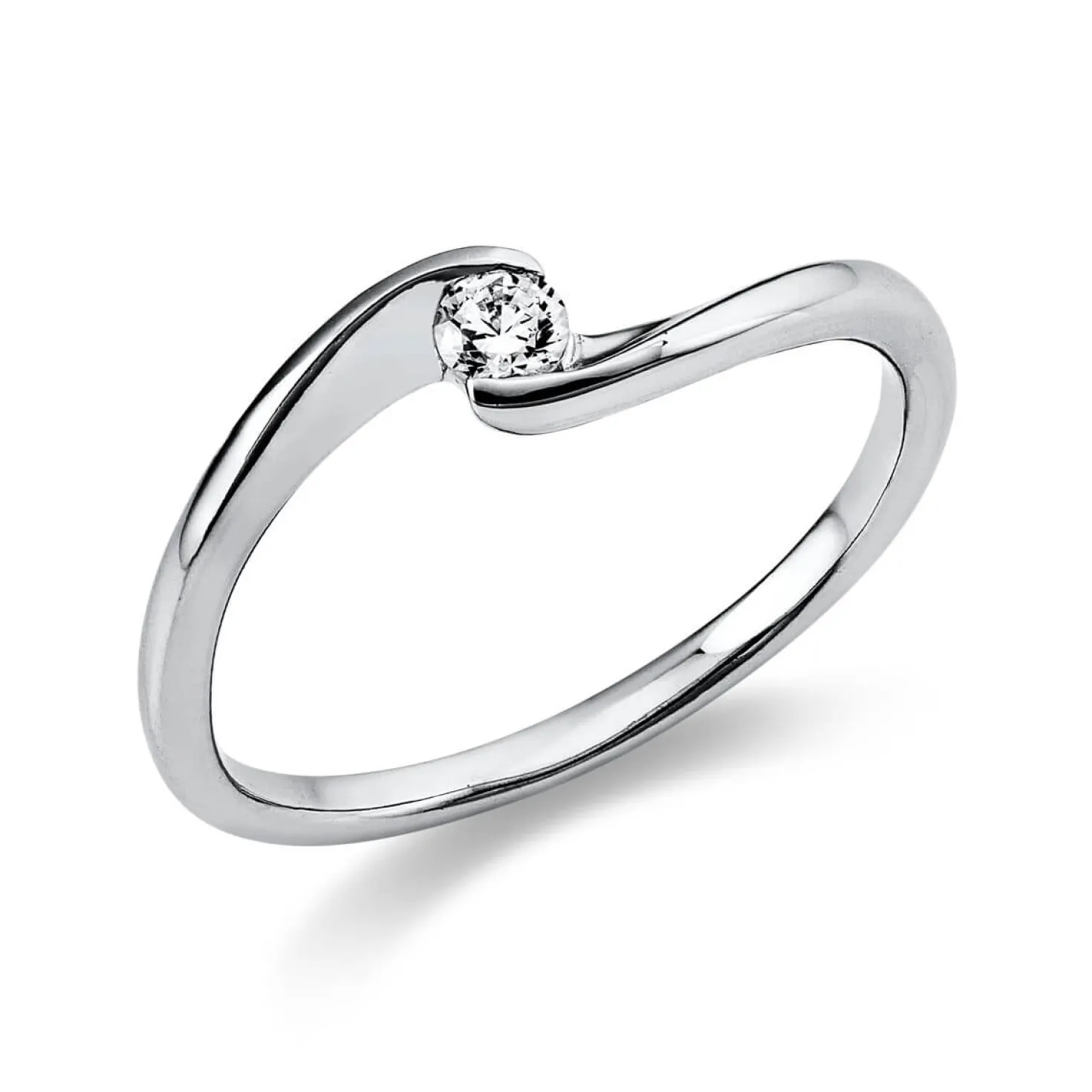 Solitär Ring Damenring aus 950 Platin mit Diamant Brillant 0,10 Ct.