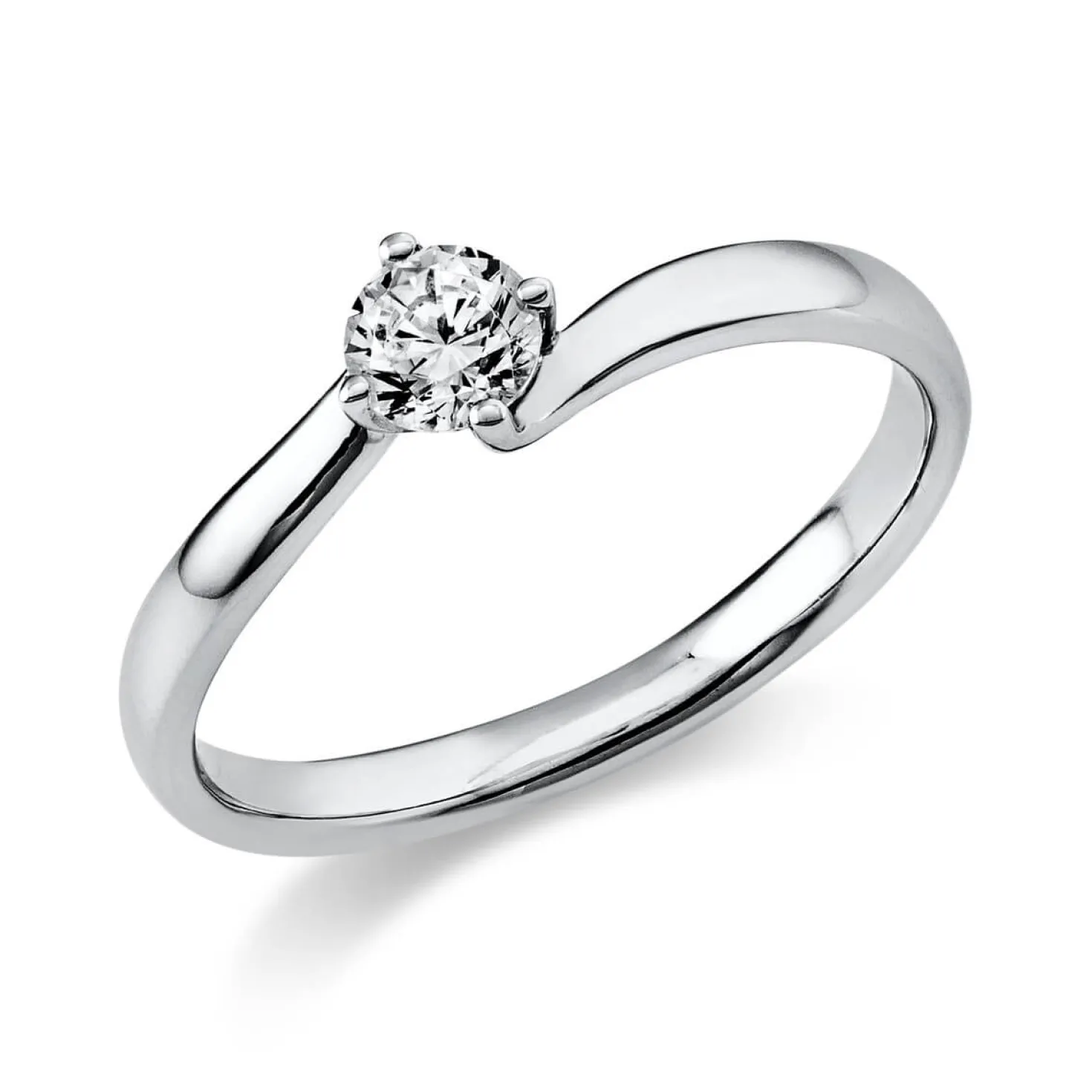 Solitär Ring Damenring aus 950 Platin mit Diamant Brillant 0,25 Ct 4er-Krappe