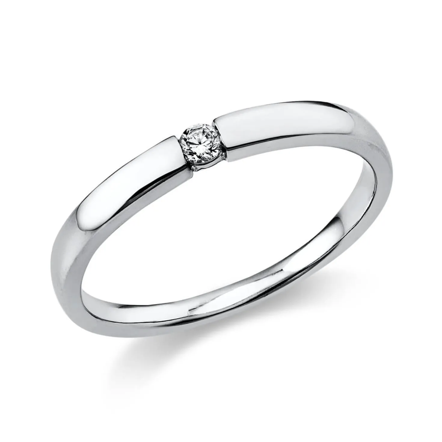 Solitär Ring Damenring aus 950 Platin mit Diamant Brillant 0,06 Ct.