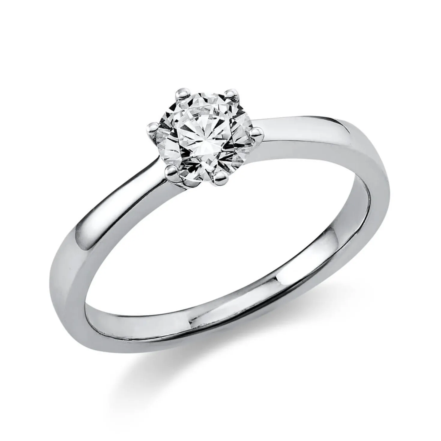 Solitär Ring Damenring aus 950 Platin mit Diamant Brillant 0,50 Ct. 6er-Krappe