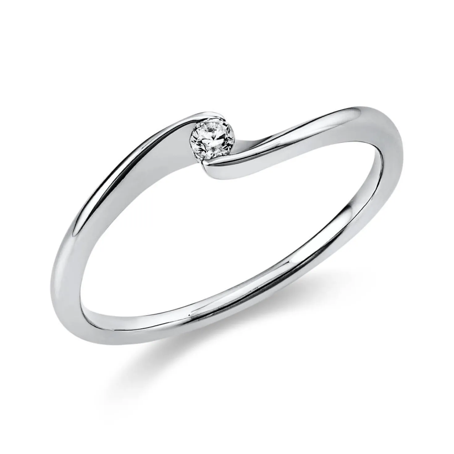 Solitär Ring Damenring aus 950 Platin mit Diamant Brillant 0,05 Ct.