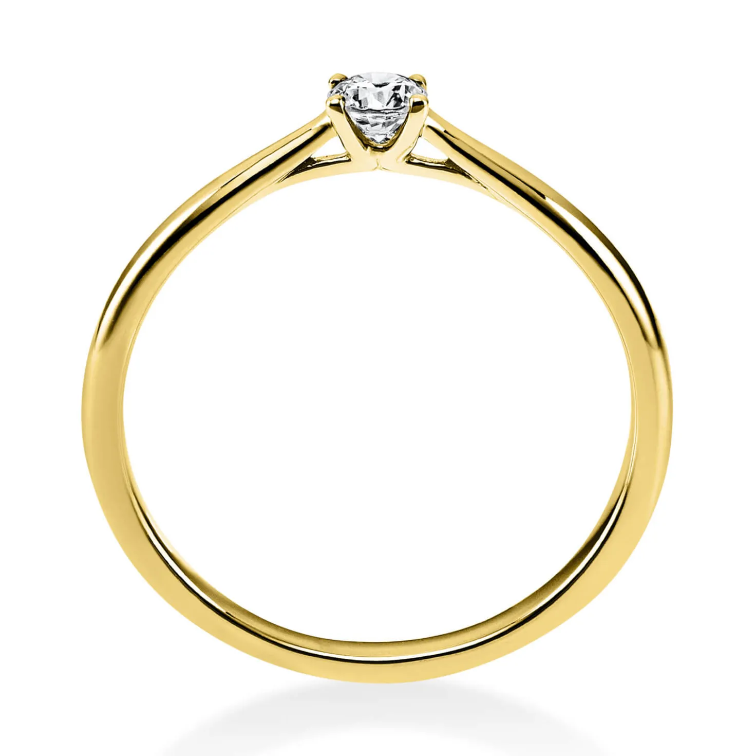 Solitär Ring Damenring 750 Gold Gelbgold mit Diamant Brillant 0,15 Ct 4er-Krappe