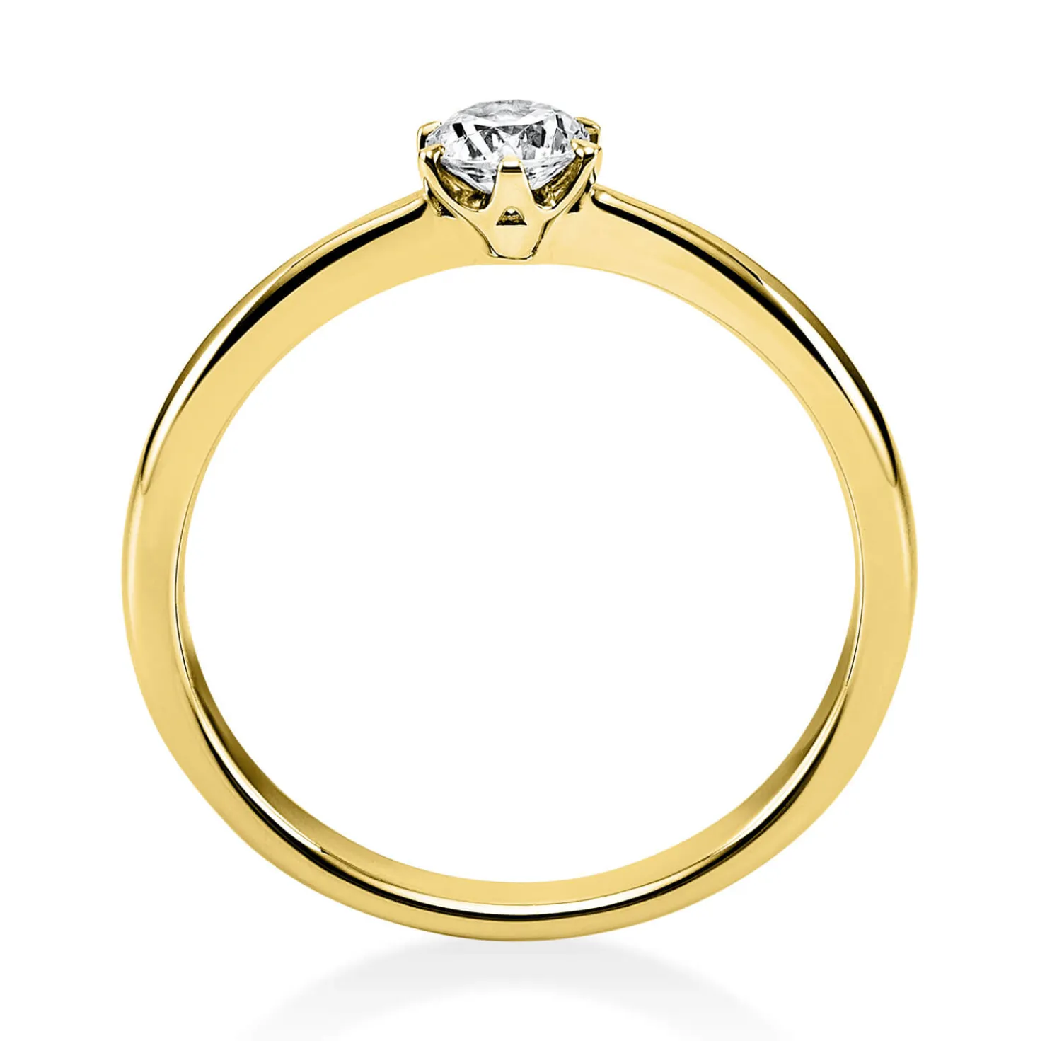 Solitär Ring Damenring 585 Gold Gelbgold mit Diamant Brillant 0,25 Ct 6er-Krappe