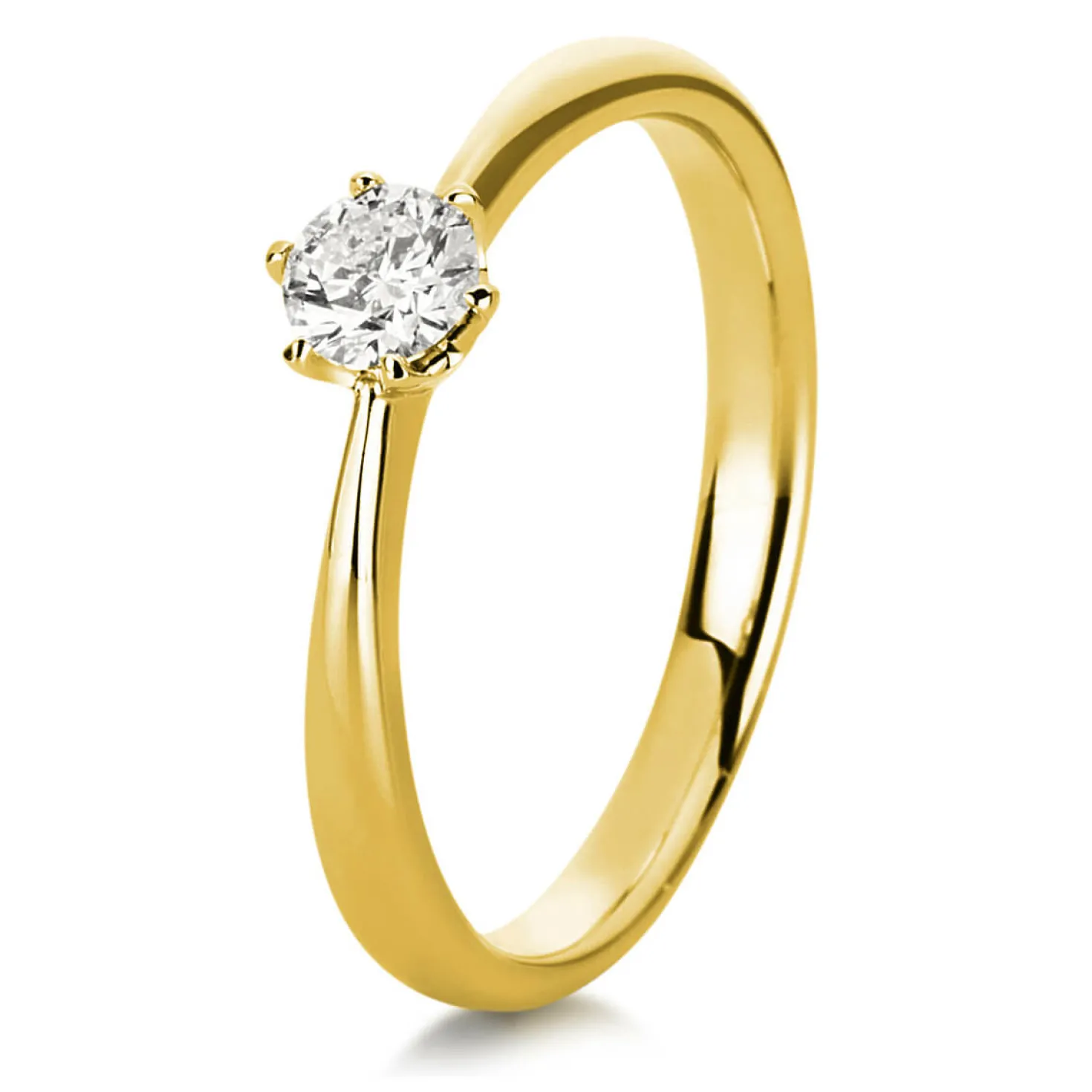 Solitär Ring Damenring 585 Gold Gelbgold mit Diamant Brillant 0,25 Ct 6er-Krappe